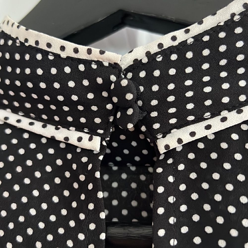 WHO WHAT WEAR Black Polkadot High Neck Blouse - Picture 10 of 16
